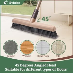 Eyliden Push Broom Indoor, Multi-Surface Angle Broom with 48" Long Handle, Stiff Bristle Floor Brush for Tile Bathroom Patio Garage Deck Concrete Wood Stone Cleaning Indoor Outdoor Rough Floor