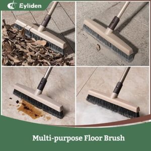 Eyliden Push Broom Indoor, Multi-Surface Angle Broom with 48" Long Handle, Stiff Bristle Floor Brush for Tile Bathroom Patio Garage Deck Concrete Wood Stone Cleaning Indoor Outdoor Rough Floor