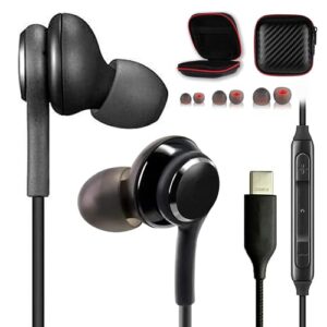 headphones galaxy earbuds for samsung usbc earphones usb c with mic type c ear buds wired audiofonos s21 s20 fe note 90 plus s21+ folding z wired original black