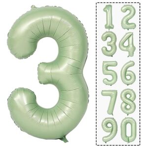 number 3 balloon 40 inch sage green number balloon foil mylar balloon for boys girls 3rd 30th birthday wedding anniversary jungle party decoration supplies large number balloons