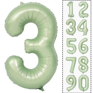 Number 3 Balloon 40 Inch Sage Green Number Balloon Foil Mylar Balloon for Boys Girls 3rd 30th Birthday Wedding Anniversary Jungle Party Decoration Supplies large Number Balloons