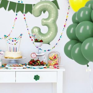 Number 3 Balloon 40 Inch Sage Green Number Balloon Foil Mylar Balloon for Boys Girls 3rd 30th Birthday Wedding Anniversary Jungle Party Decoration Supplies large Number Balloons