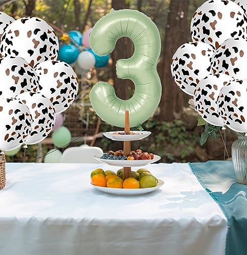 Number 3 Balloon 40 Inch Sage Green Number Balloon Foil Mylar Balloon for Boys Girls 3rd 30th Birthday Wedding Anniversary Jungle Party Decoration Supplies large Number Balloons