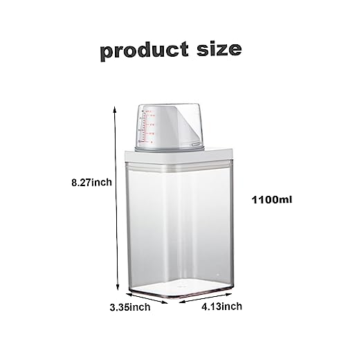 Washing Powder Storage 1100ml Laundry Detergent Dispenser with Measuring Cup Moisture-Proof Reusable Empty Soap Detergent Box Container 21 * 10.5 * 8.5cm