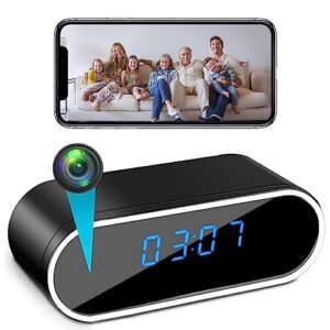 pomocuty hidden camera clock wifi mini spy cameras with video wireless small nanny cams hd 1080p indoor camera for home/office security