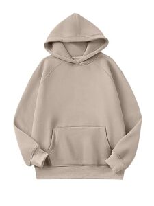 caracilia women solid basic loose hoodie top fleece long sleeve pullover oversized hooded sweatshirts with pocket 2023 fall winter clothes cute warm baggy sweaters cozy outfits 1025shenxing-l khaki