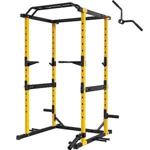 major lutie power rack power cage, plm05 multi-function squat rack with optional pulley system for home gym(yellow)