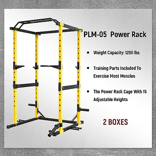 MAJOR LUTIE Power Rack Power Cage, PLM05 Multi-Function Squat Rack with Optional Pulley System for Home Gym(YELLOW)