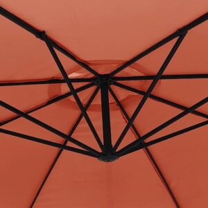 Annlera Patio-Umbrellas 137.8"X105.5" Brown,Fabric+Metal Pole,Round Large offset Umbrellas Garden Umbrella Backyard Umbrella Outdoor Umbrellas,Uv Protective,with 8 Steel Ribs