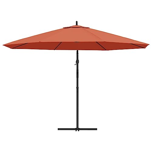 Annlera Patio-Umbrellas 137.8"X105.5" Brown,Fabric+Metal Pole,Round Large offset Umbrellas Garden Umbrella Backyard Umbrella Outdoor Umbrellas,Uv Protective,with 8 Steel Ribs