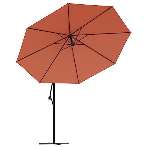 Annlera Patio-Umbrellas 137.8"X105.5" Brown,Fabric+Metal Pole,Round Large offset Umbrellas Garden Umbrella Backyard Umbrella Outdoor Umbrellas,Uv Protective,with 8 Steel Ribs