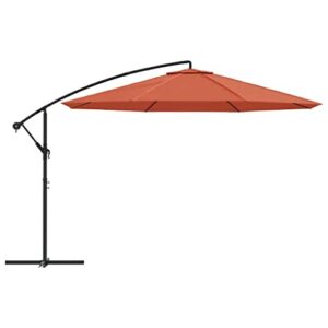 Annlera Patio-Umbrellas 137.8"X105.5" Brown,Fabric+Metal Pole,Round Large offset Umbrellas Garden Umbrella Backyard Umbrella Outdoor Umbrellas,Uv Protective,with 8 Steel Ribs