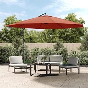 Annlera Patio-Umbrellas 137.8"X105.5" Brown,Fabric+Metal Pole,Round Large offset Umbrellas Garden Umbrella Backyard Umbrella Outdoor Umbrellas,Uv Protective,with 8 Steel Ribs