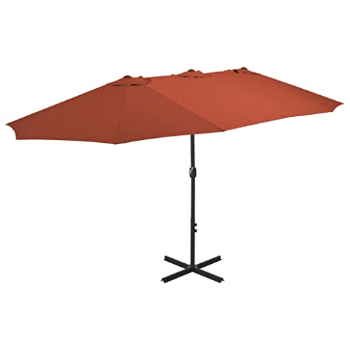 Annlera Patio-Umbrellas 181.1"X106.3"X96.9" Brown,Fabric+Aluminum Pole and Ribs,Garden Umbrella Pool Umbrella Backyard Umbrella Double-Top Parasol,Uv Protective and Anti-Fade