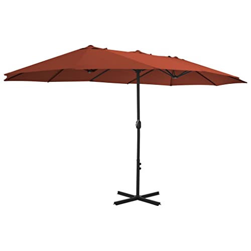 Annlera Patio-Umbrellas 181.1"X106.3"X96.9" Brown,Fabric+Aluminum Pole and Ribs,Garden Umbrella Pool Umbrella Backyard Umbrella Double-Top Parasol,Uv Protective and Anti-Fade