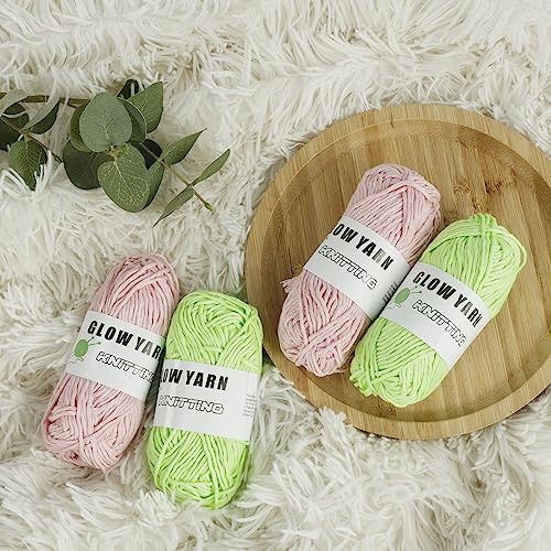 5 Rolls Glow in The Dark Yarn, Luminous Crochet Yarn for Halloween Crocheting, 174 ft Luminous DIY Knitting Yarn, Glow in The Dark Yarn for DIY Arts Crafts Crocheting Sewing Home Decoration (Green)