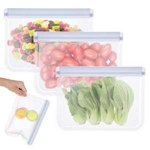 comnico reusable sandwich bags 3 pcs thick leakproof freezer silicone bag storage lunch bags home food organization containers for marinate meats veggies sandwich