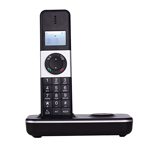 mewmewcat Cordless Phone,Digital Cordless Phone Telephone with LCD Display Caller ID Hands-Free Calls Conference Call 16 Languages Support 5 Handsets Connection for Office Business Home Family