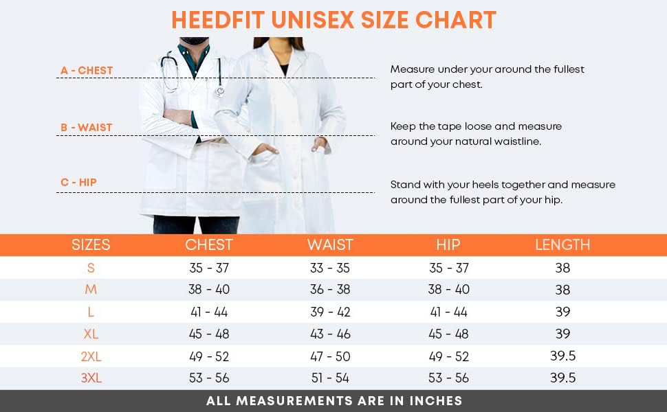 HEEDFIT Premium Quality Unisex Lab Coat, Comfortable Poly-Cotton Reusable & Professional Lab Coats Yellow L