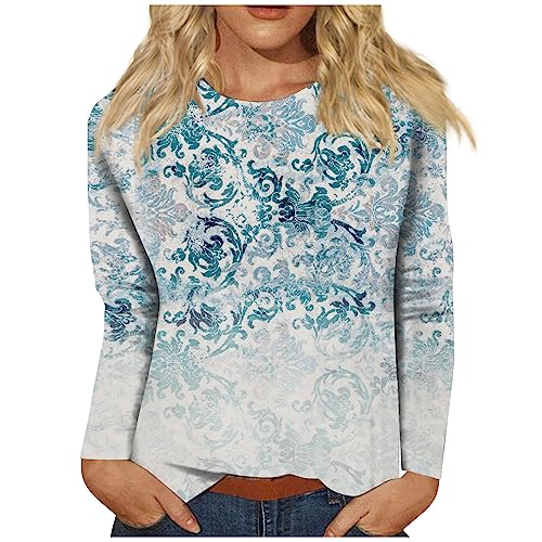 Womens Hoodies Pullover Graphic,Womens Plus Fall Clothes Women's White Sweatshirts No Hood Nightgowns for Women Long Sleeve Graphic Tees Women Oversized Girls Red Sweater(1-Light Blue,3X-Large)