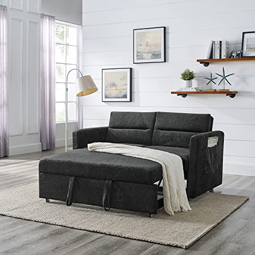 ERYE Modern Convertible Futon Sleeper Sofa with Pull Out Couch Bed, Functional Tufted Loveseat & Daybed for Home Office Apartment Studio Small Space Living Room