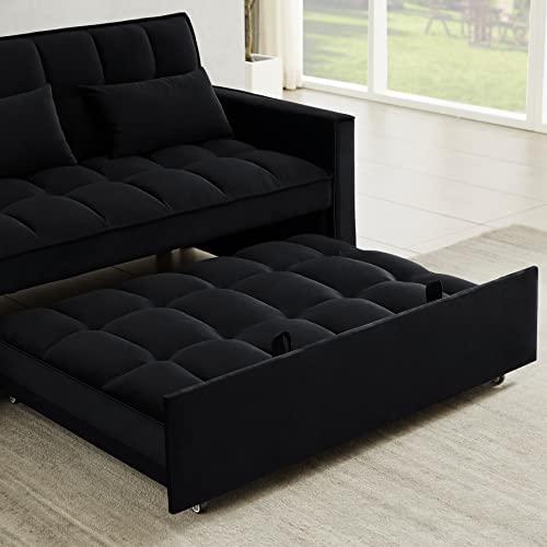 ERYE Upholstered Futon Daybed Loveseat Sofa Convertible Sleeper Couch Bed for Apartment Office Home Loft Living Room, Functional 2 Seaters Sofá W/Pull Out Sofabed