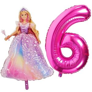 toyland® foil barbie balloon pack - 1 x 42" character shape balloon & 1 x 40" number balloon - kids party decorations