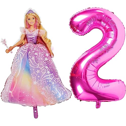 Toyland® Foil Barbie Balloon Pack - 1 x 42" Character Shape Balloon & 1 x 40" Number Balloon - Kids Party Decorations