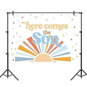 Sunshine Baby Shower Backdrop for Boys Boho Here Comes The Son Baby Shower Party Decorations Boy Sonshine Shower Decor Banner Photobooth Supplies 5x3ft
