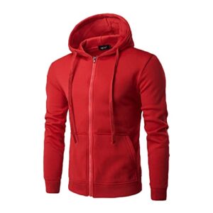 men hoodies comfy plus size solid color hooded sweaters vintage funny long sleeve zip up sweatshirts hoodies comfy trendy boho outfits yoga apparel sudaderas para hombre(red,l)