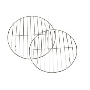 outanaya 2pcs stainless steel barbecue grill air fryer grill rack round steaming cooling barbecue grill rack outdoor griddle grill outdoor grill net charcoal bbq stand for barbecue silver