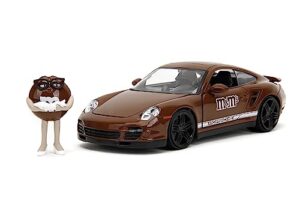 m&m's 1:24 porsche 911 turbo die-cast car & 2.75" brown figure, toys for kids and adults