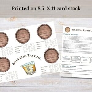 Bourbon flight tasting mat and guide sheet. Bourbon tasting guide for bourbon party. Bourbon placemats, Bourbon lover. Bachelor party games for bourbon party