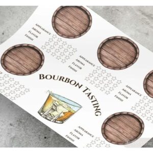 Bourbon flight tasting mat and guide sheet. Bourbon tasting guide for bourbon party. Bourbon placemats, Bourbon lover. Bachelor party games for bourbon party