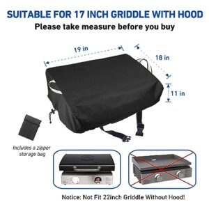 17 inch Griddle Cover for Blackstone - 600D with Hood Blackstone Grill Cover Handles Waterproof UV-Proof Windproof Drastring for BBQ Outdoors,Black