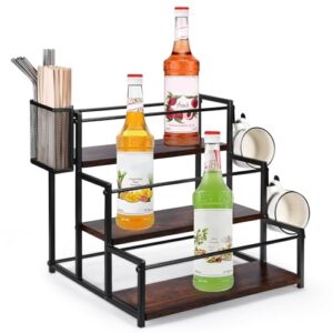 gadfish coffee syrup rack organizer, 3 tier syrup bottle holder stand for coffee bar, 12 bottles storage shelves for syrup, wine, dressing for kitchen coffee station countertop tabletop wine rack