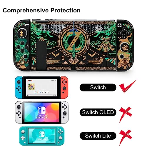 Tscope Protective Case for Nintendo Switch, for Zelda Tears of The Kingdom Hard Shell Dockable Anti-Scratch Shockproof Slim Cover for NS Consolo Joy-con (Switch Black)