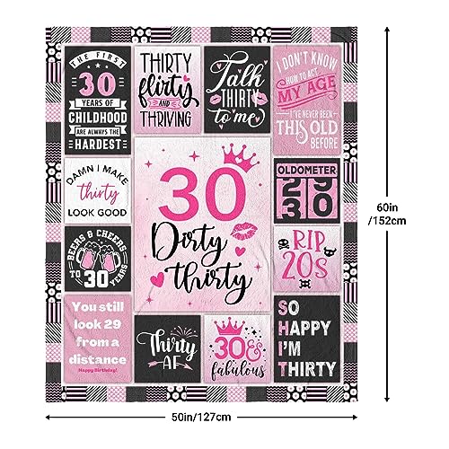 30th Birthday Gifts for Her, 30 Year Old Birthday Gifts for Women, Birthday Gifts for Woman Turning 30, Dirty 30 Birthday Decorations for Her, Funny 1993 Birthday Gift Throw Blanket 60X50 Inch