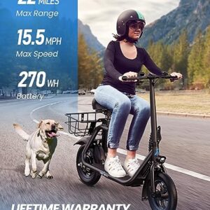 URBANMAX C1 Electric Scooter with Seat, 450W Powerful Motor up to 22 Miles Range, Foldable Electric Scooter for Adults Max Speed 15.5 Mph, Electric Scooter for Commuting with Basket