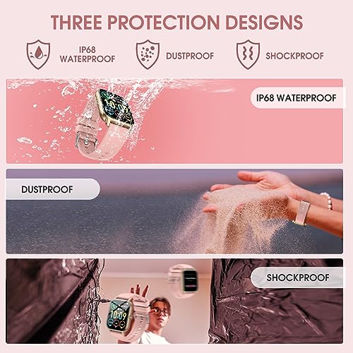 Smart Watch for Women(Dial/Answer Calls), Activity Trackers with Heart Rate/Sleep Monitor, 112 Sports Modes/IP68 Waterproof, 1.85" HD Touchscreen Fitness Watch Compatible with Android iOS, Pink