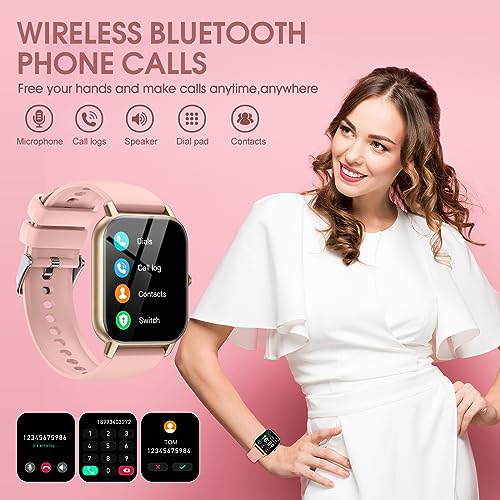 Smart Watch for Women(Dial/Answer Calls), Activity Trackers with Heart Rate/Sleep Monitor, 112 Sports Modes/IP68 Waterproof, 1.85" HD Touchscreen Fitness Watch Compatible with Android iOS, Pink