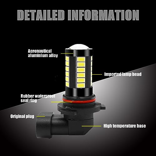 Hawyet 2 PCS 9005 5730-33SMD LED Fog Light Bulbs, 6500K Bright Anti-fog Lights, 12V Plug and Play 1500 Lumen Power LED Bulbs, Universal for Car, Truck, SUV Vans LED Light Replacement (White)