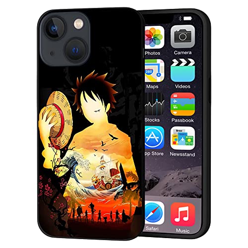 Fnrmom Anime Phone Case Compatible with iPhone 13 Mini, Straw Hat Boy Anime Pattern Design for iPhone 13 Mini Cases for Teens Men Boys Girls Shock Protective Cover Case for 5.4 inch iPhone 13 Mini