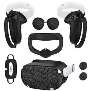 for oculus quest 2 accessories face cushion cover for quest 2 contorller grips lens cover vr silicone covers vr shell cover thumbsticks covers for meta quest 2 disposable eye cover 5pcs (black)