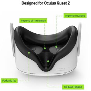 for Oculus Quest 2 Accessories Face Cushion Cover for Quest 2 Contorller Grips Lens Cover VR Silicone Covers VR Shell Cover Thumbsticks Covers for Meta Quest 2 Disposable Eye Cover 5pcs (Black)