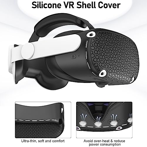 for Oculus Quest 2 Accessories Face Cushion Cover for Quest 2 Contorller Grips Lens Cover VR Silicone Covers VR Shell Cover Thumbsticks Covers for Meta Quest 2 Disposable Eye Cover 5pcs (Black)