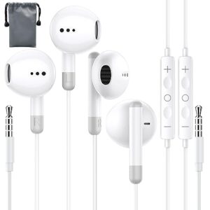2 pack earbuds wired in ear wired headphones,earphones with microphone for 3.5mm jack ear buds noise isolation & volume control compatible with iphone/ipad/computer/mp3/4 and other 3.5mm jack devices