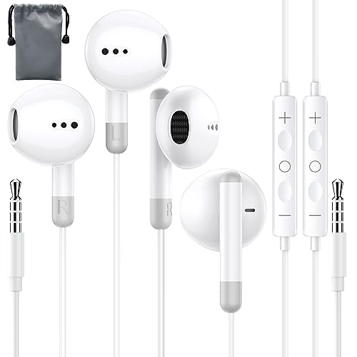 2 Pack Earbuds Wired in Ear Wired Headphones,Earphones with Microphone for 3.5mm Jack Ear Buds Noise Isolation & Volume Control Compatible with iPhone/iPad/Computer/MP3/4 and Other 3.5mm Jack Devices