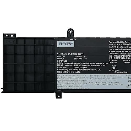 EPYOBW L21L3P71 Laptop Battery 39.3Wh 3-Cell Compatible with Lenovo ThinkPad T14 Gen 3 / ThinkPad T14 Gen 4 / ThinkPad P14s Gen 3 / ThinkPad P14s Gen 4 Series L21M3P71 L21C3P71 L21L4P71 L21M4P71