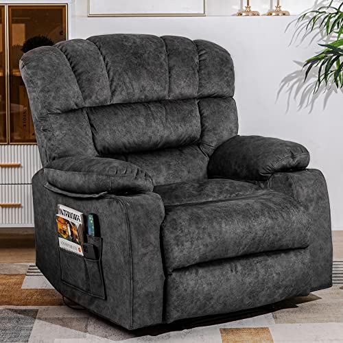 YI DANICA Recliner Chair Massage Heated Modern Ergonomic Lounge Single Sofa Seat Living Room Gravity Recliners Elastic Foam Filling 2 Cup Holders & Side Pocket